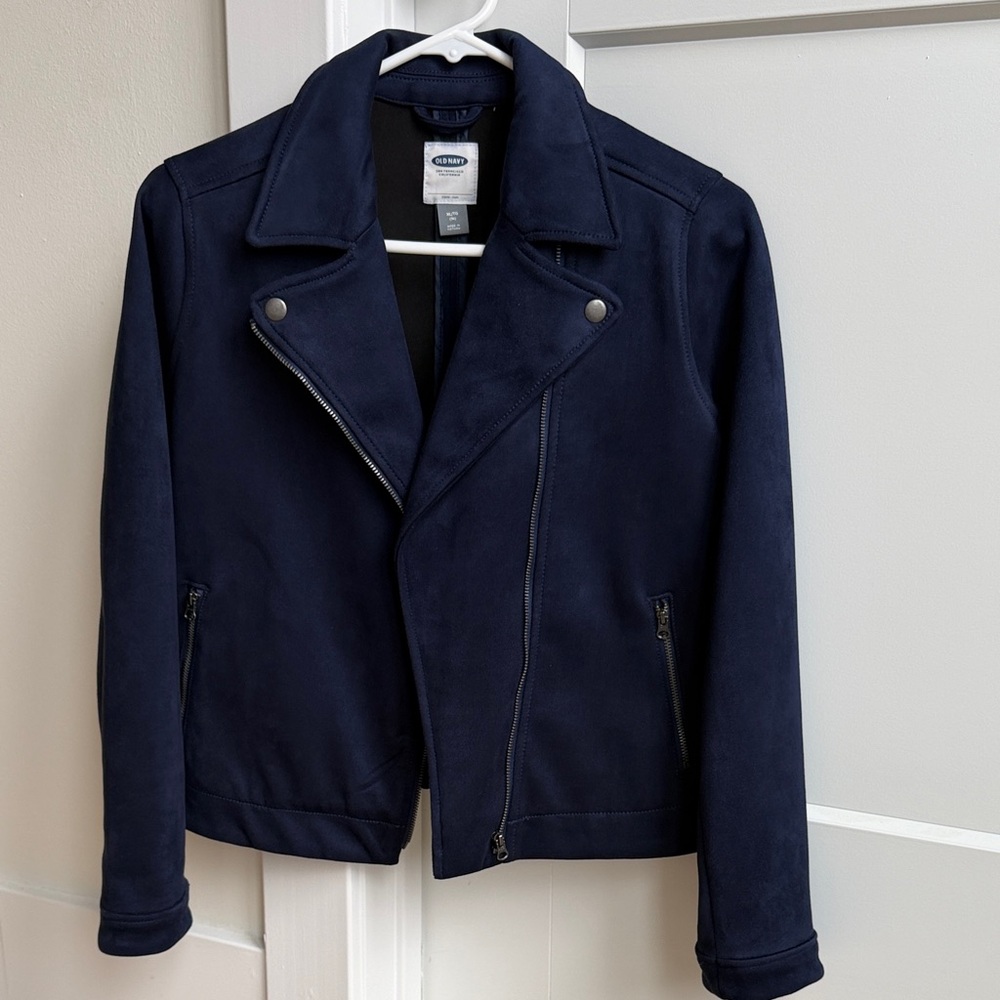 Old Navy Suede Dark Blue Lightweight Jacket